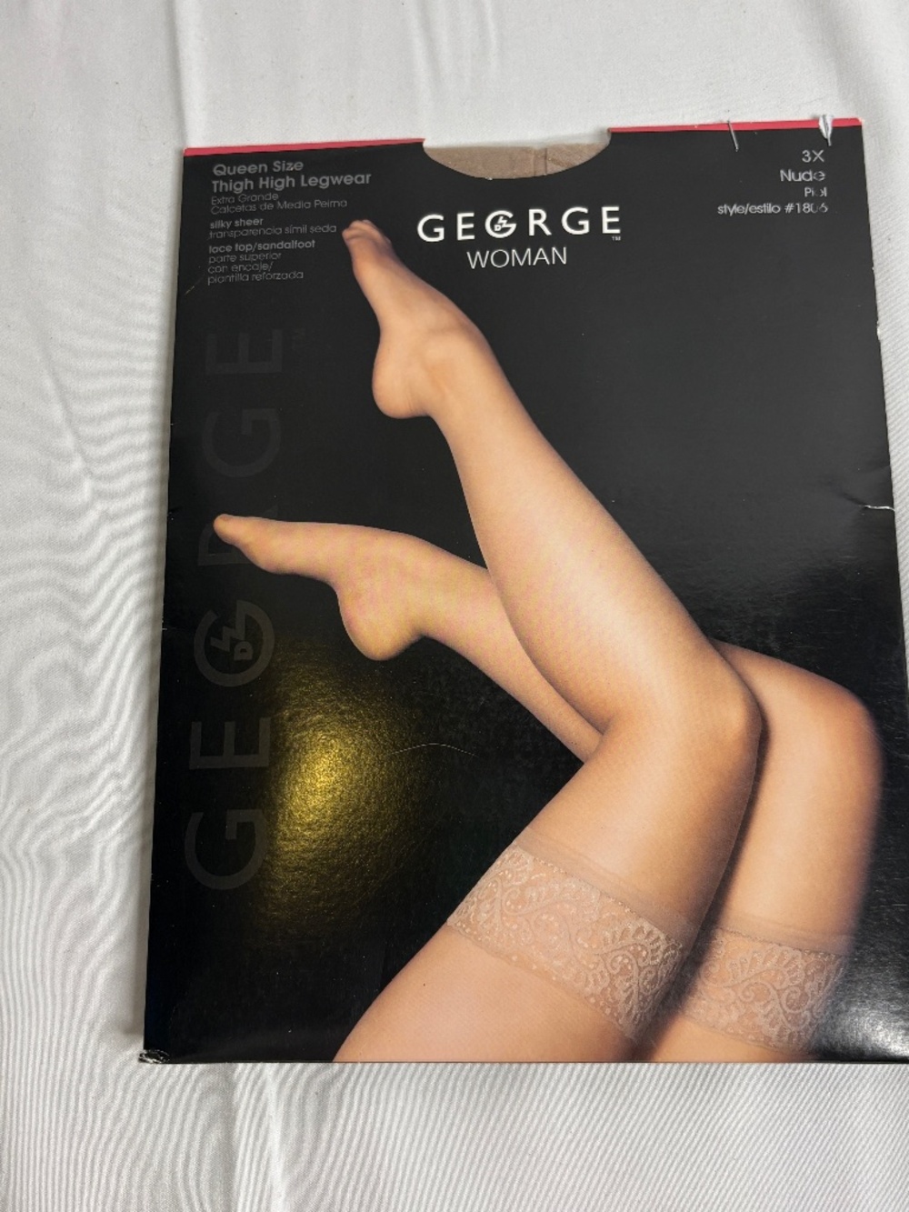 NEW George Plus Nude Style # 1806 Pantyhose Thigh High Lace Top Queen Size 3X